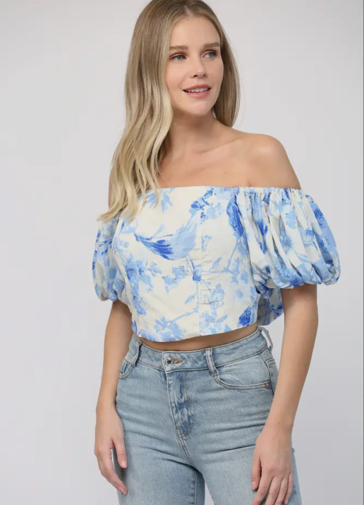Bow Back Floral Off Shoulder Top