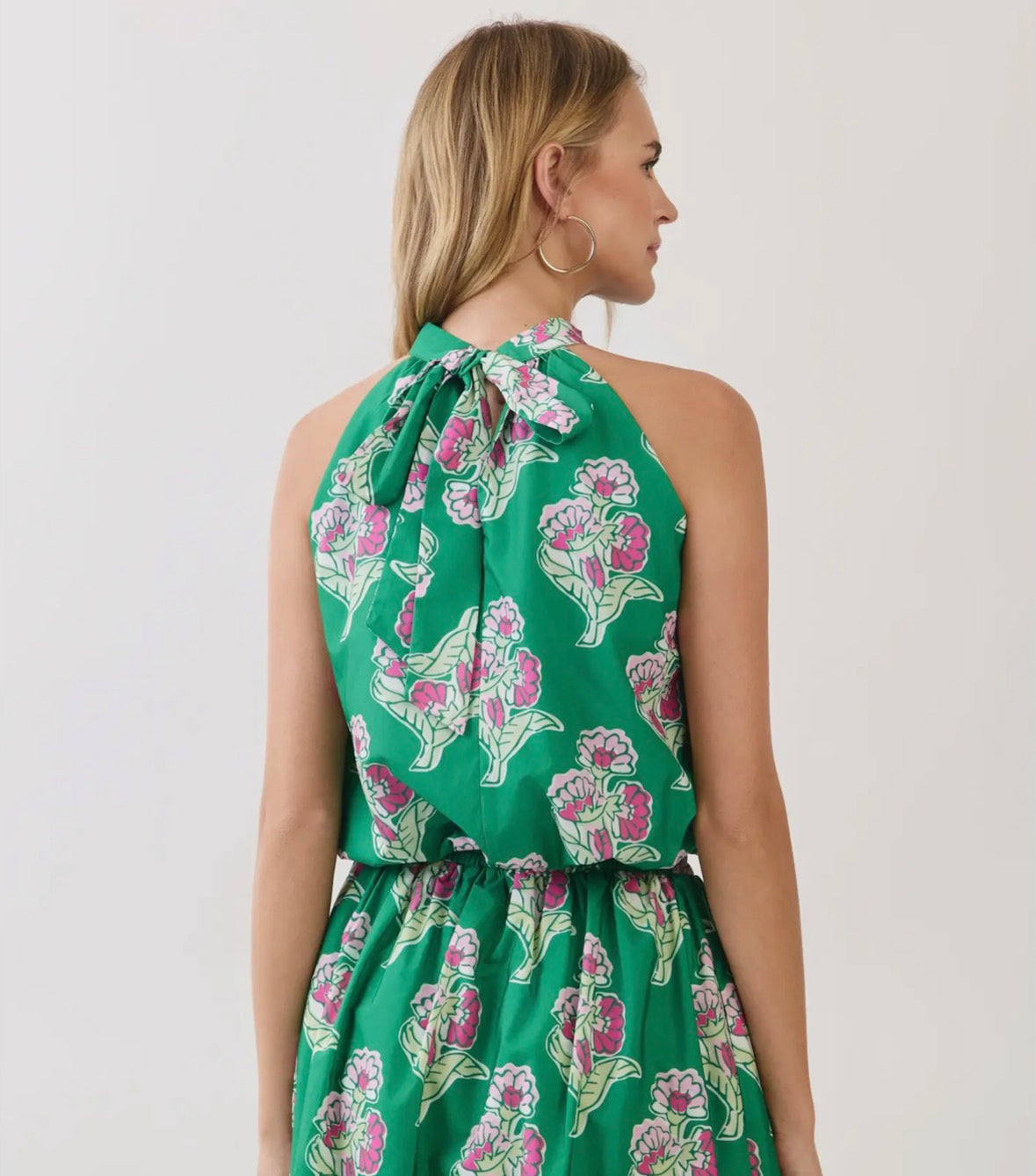 Green + Pink Halter Top