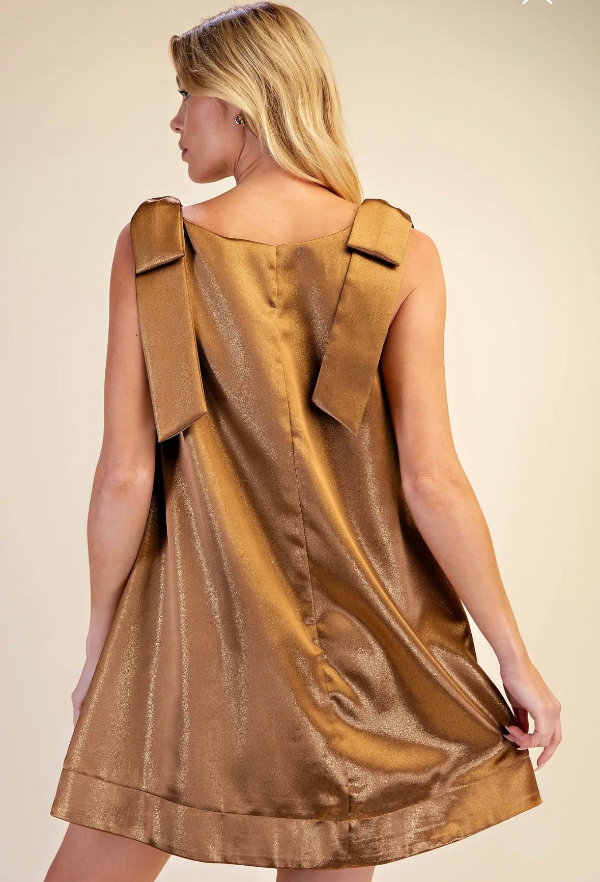 Gold Shoulder Bow Dress