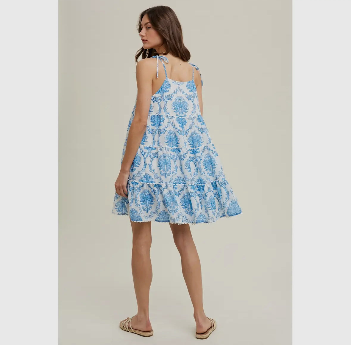 Ikat Mini Dress with Tie Shoulders