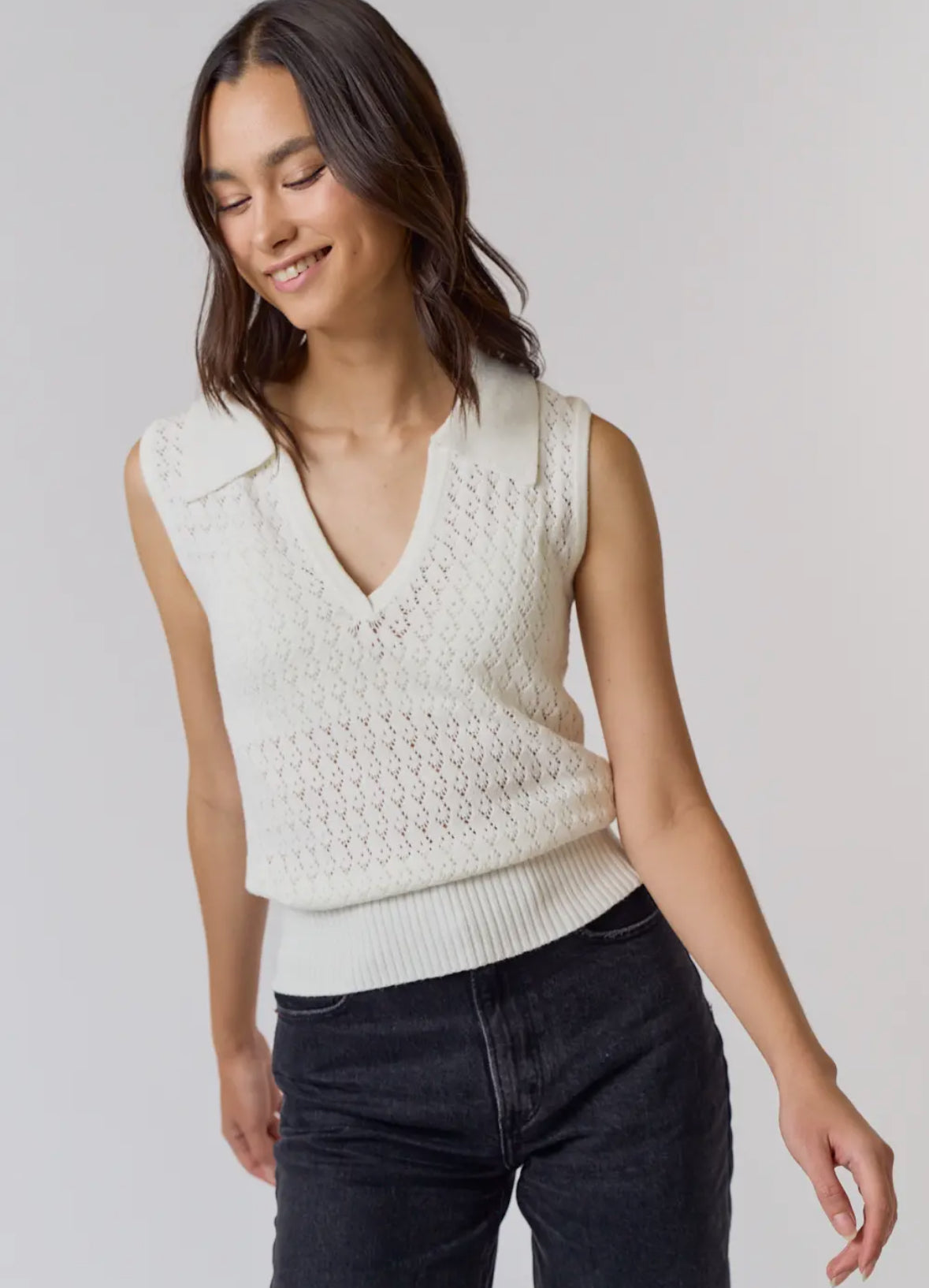 Sleeveless Collared Sweater Tank