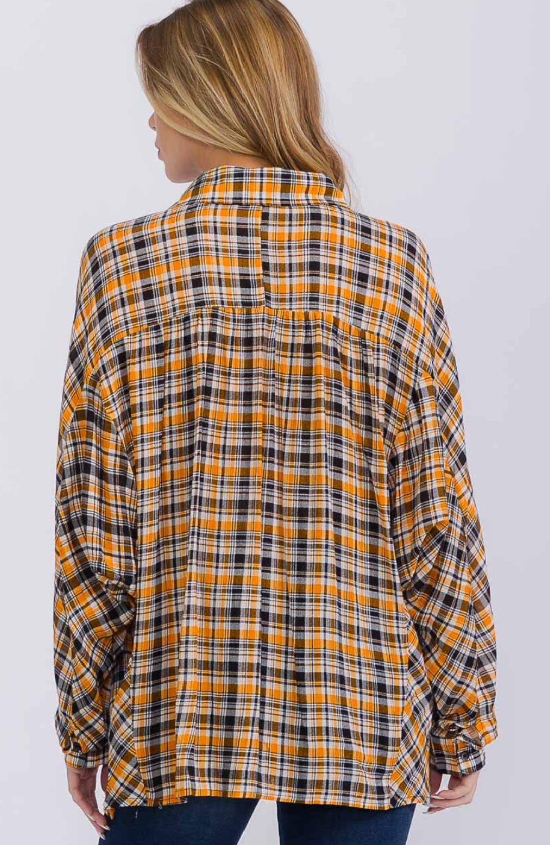 Orange Oversized Flannel Button Up