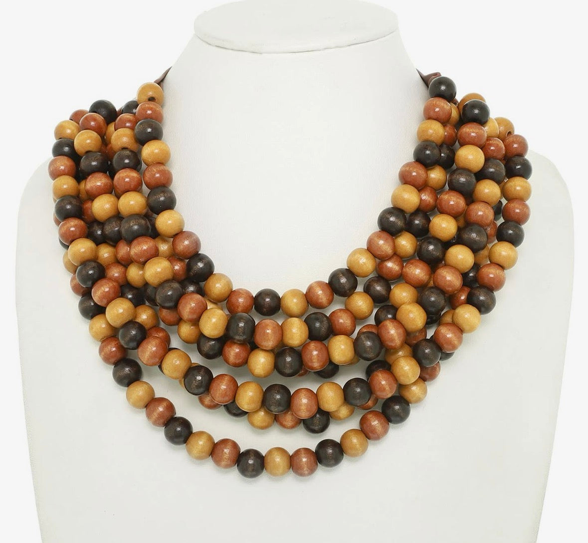 Glossy Wood Mix Layered & Magnetic Necklace