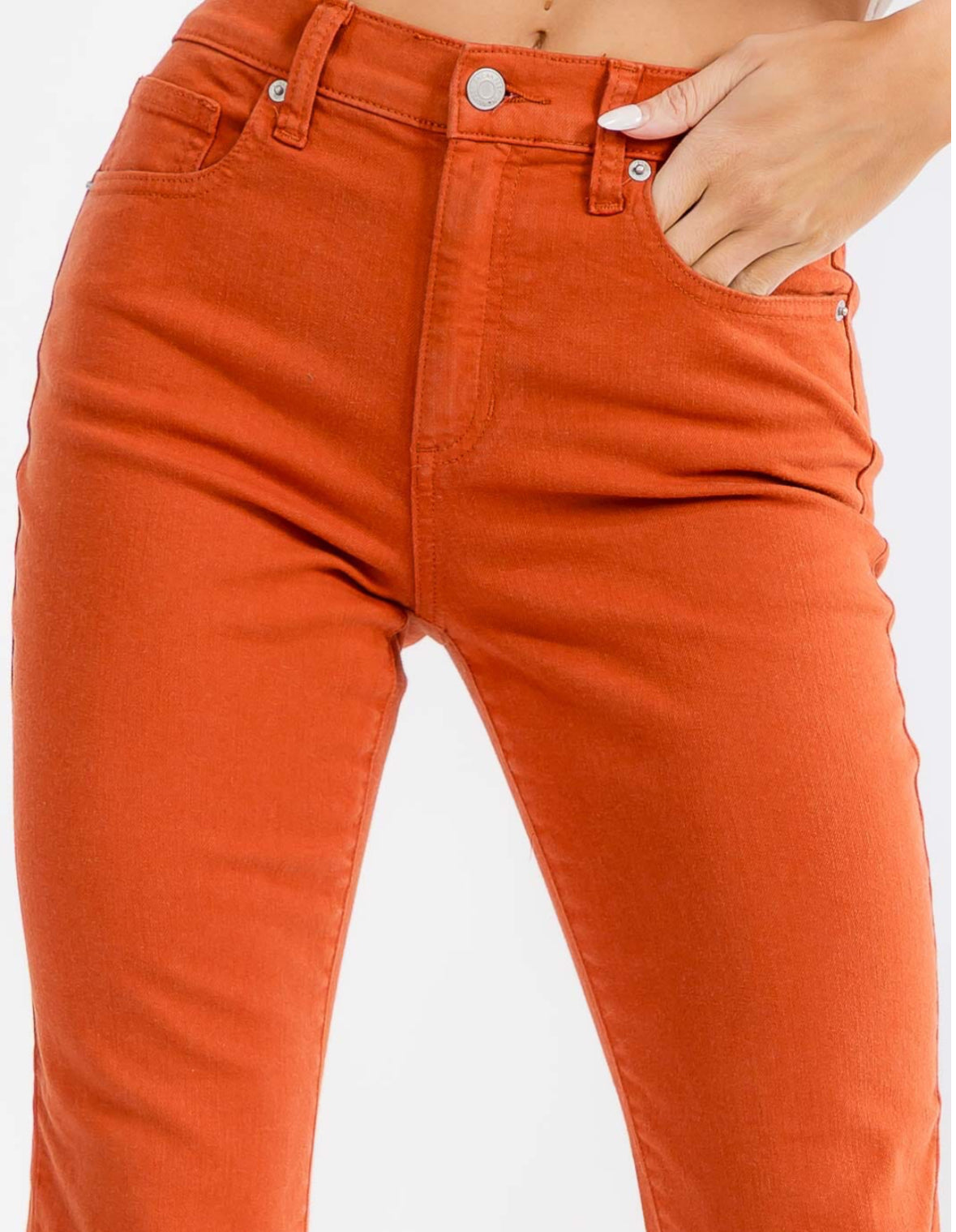 Orange Raw Edge Straight Leg
