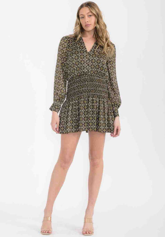 Smocked Waist Printed Dress