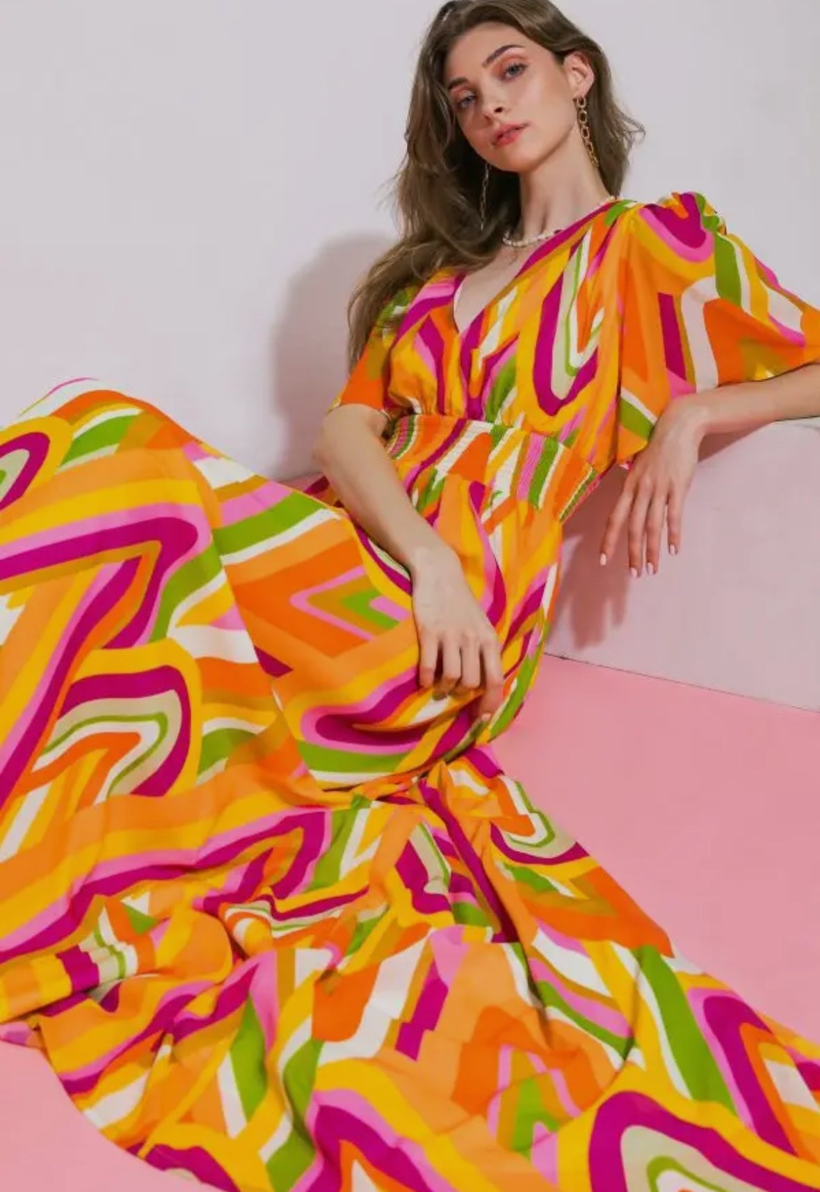 Yellow Orange Woven Maxi Dress