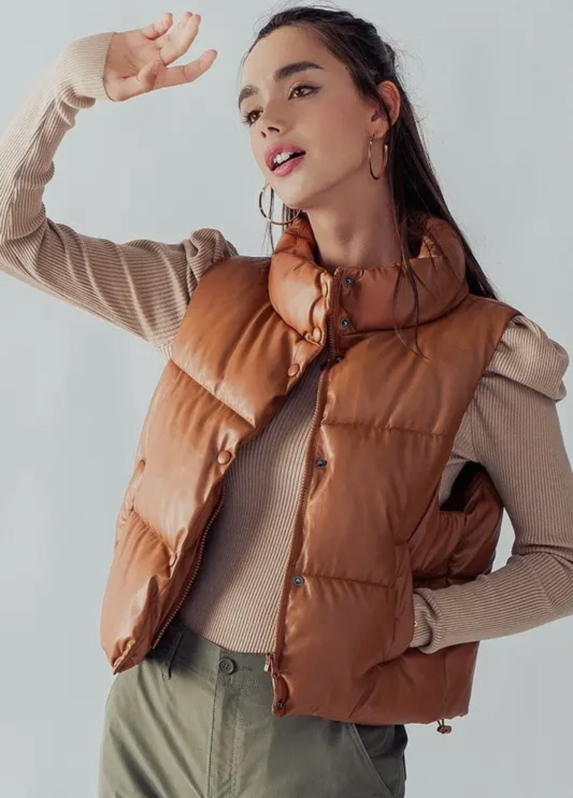 Stand Collar Cropped Puffer Vest