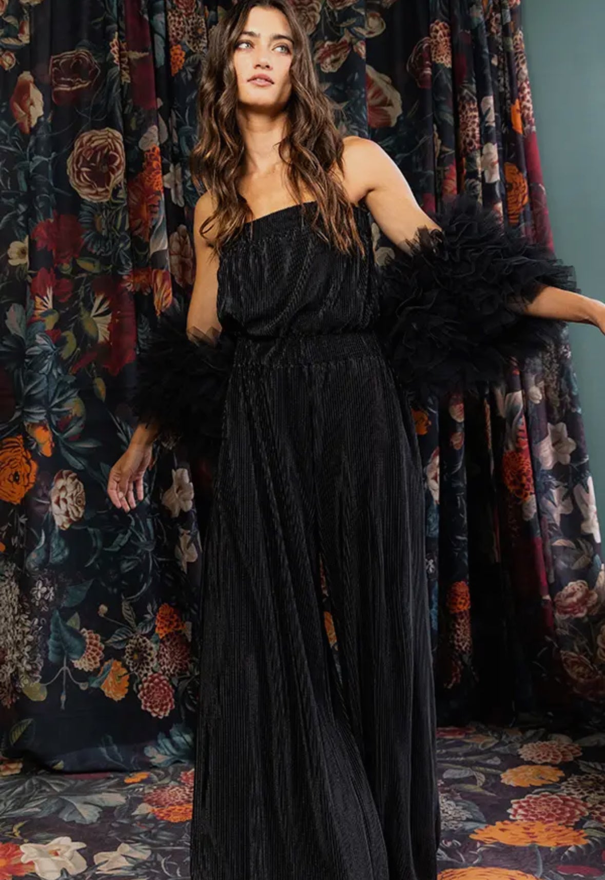 Strapless Elastic Waist Ribbed Jumpsuit