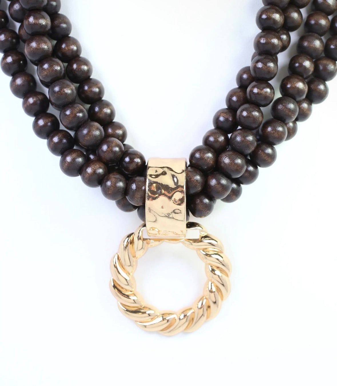 Margaux Wooden Bead Pendant Necklace