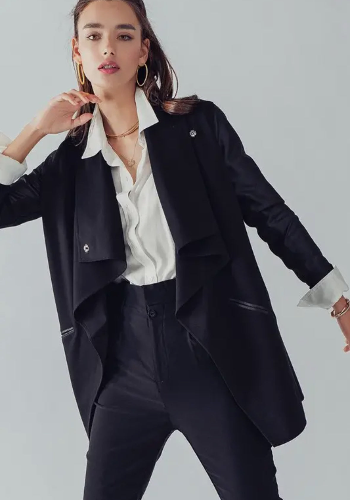Hailee Faux Leather Combined Jacket
