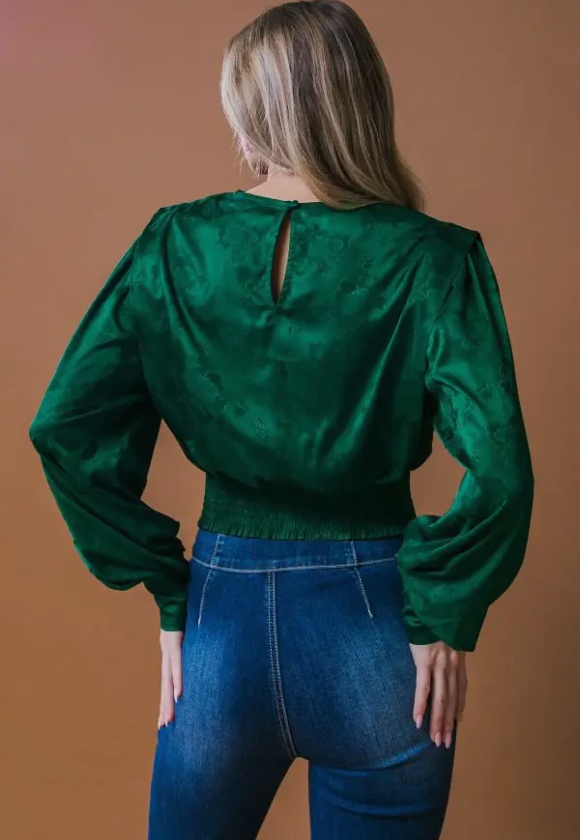 Contemporary Green Jacquard Top