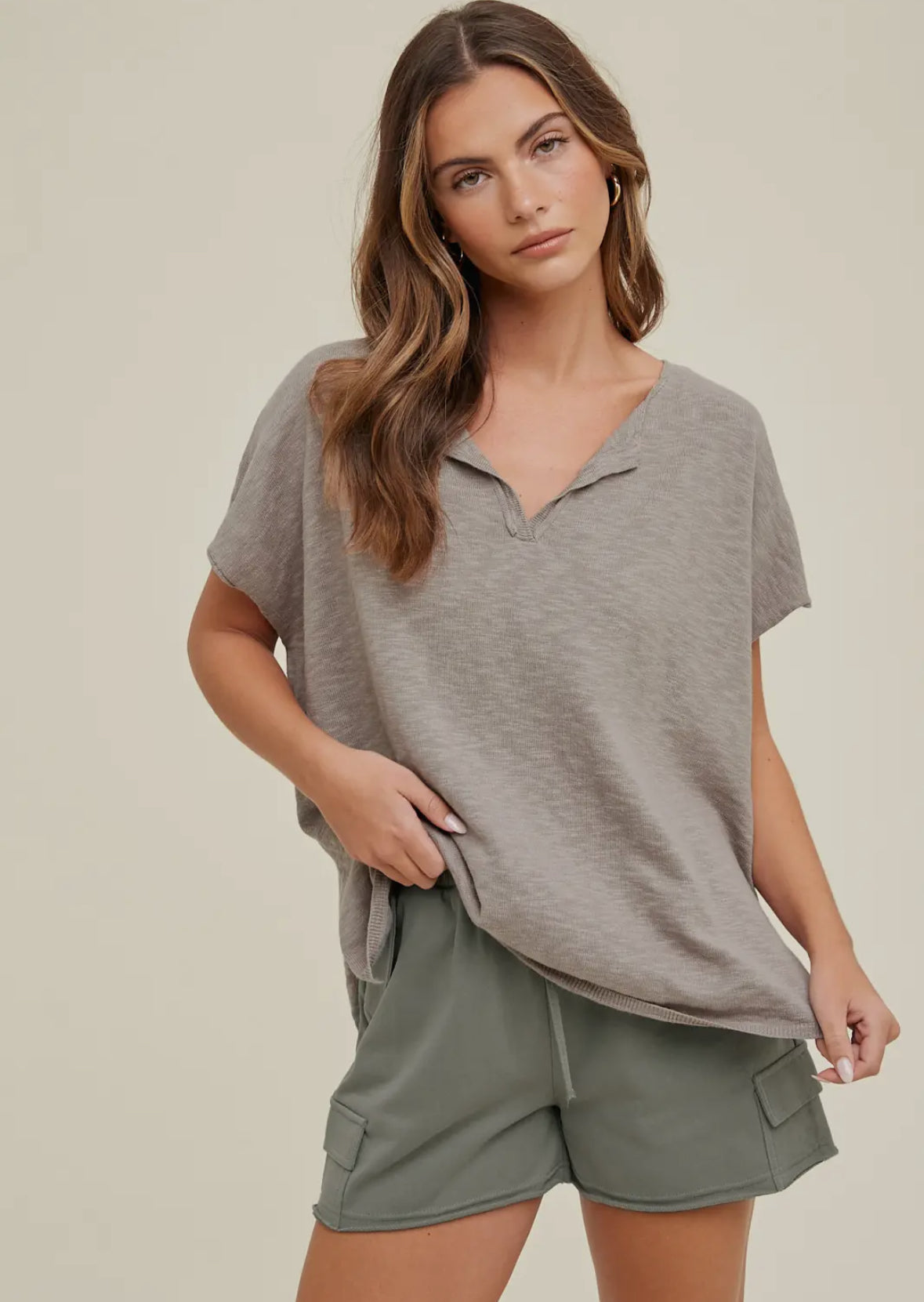 Stone Heather Knit Top