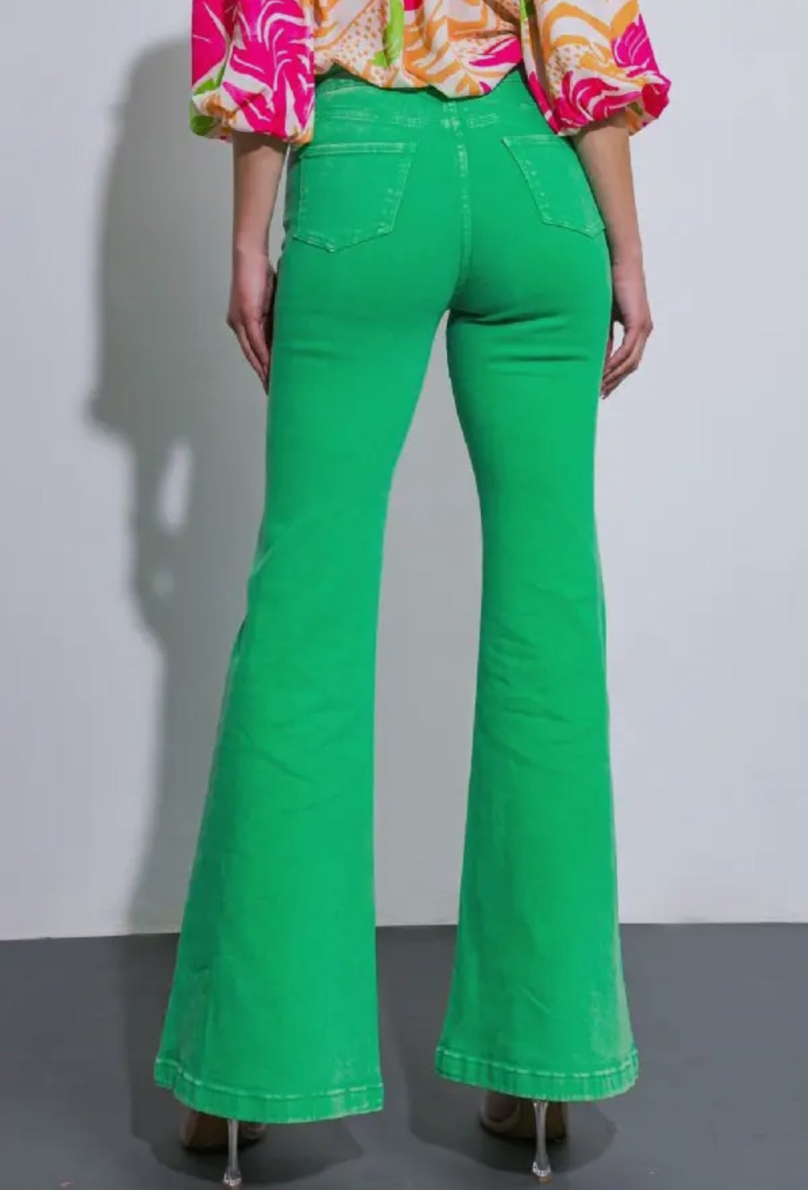 Kelly Green Washed Twill Jean