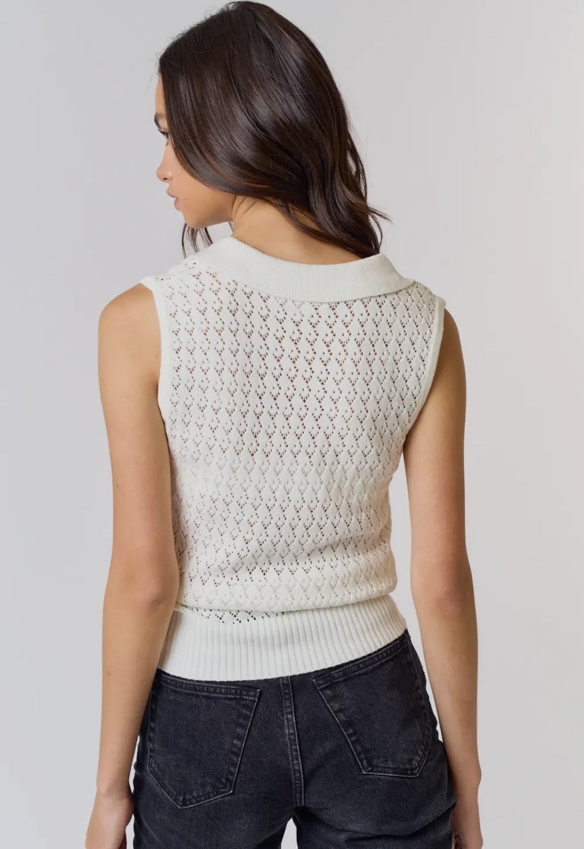 Sleeveless Collared Sweater Tank