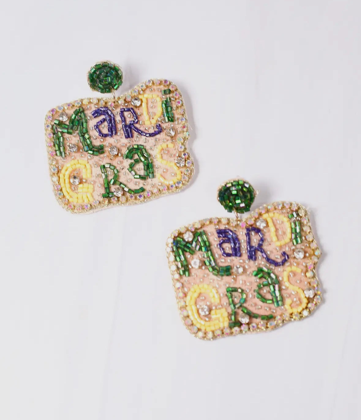 “Mardi Gras” Beaded Earrings