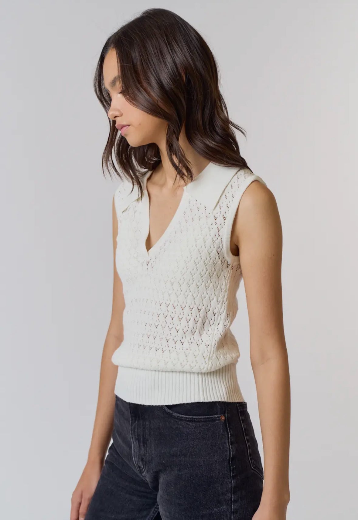 Sleeveless Collared Sweater Tank