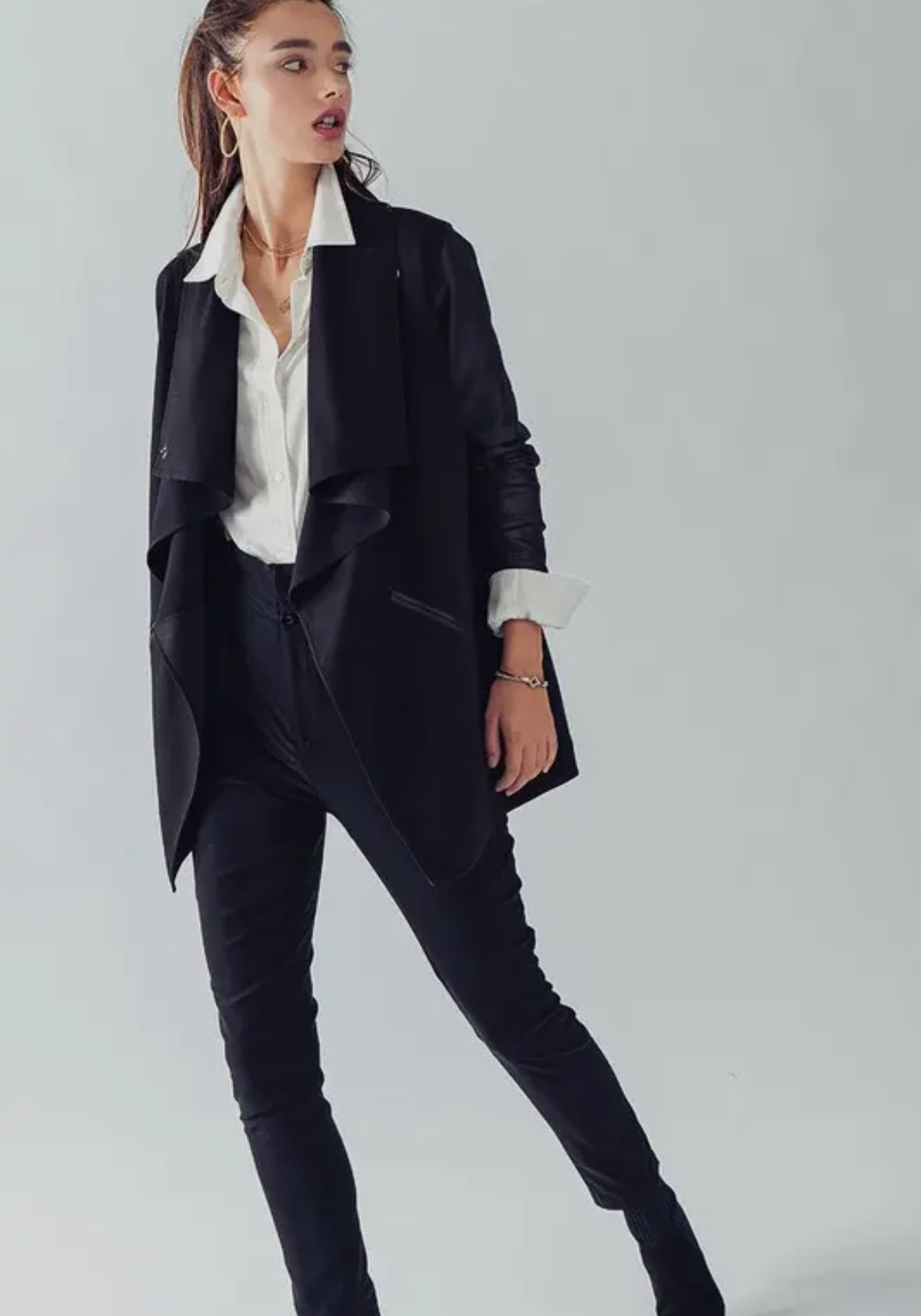 Hailee Faux Leather Combined Jacket