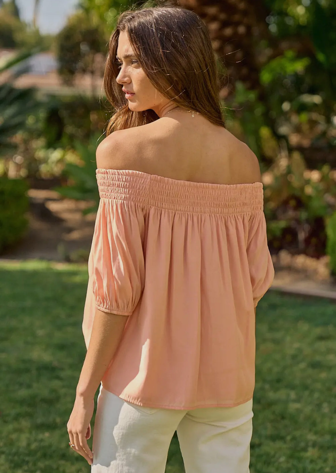 Apricot Off The Shoulder Blouse