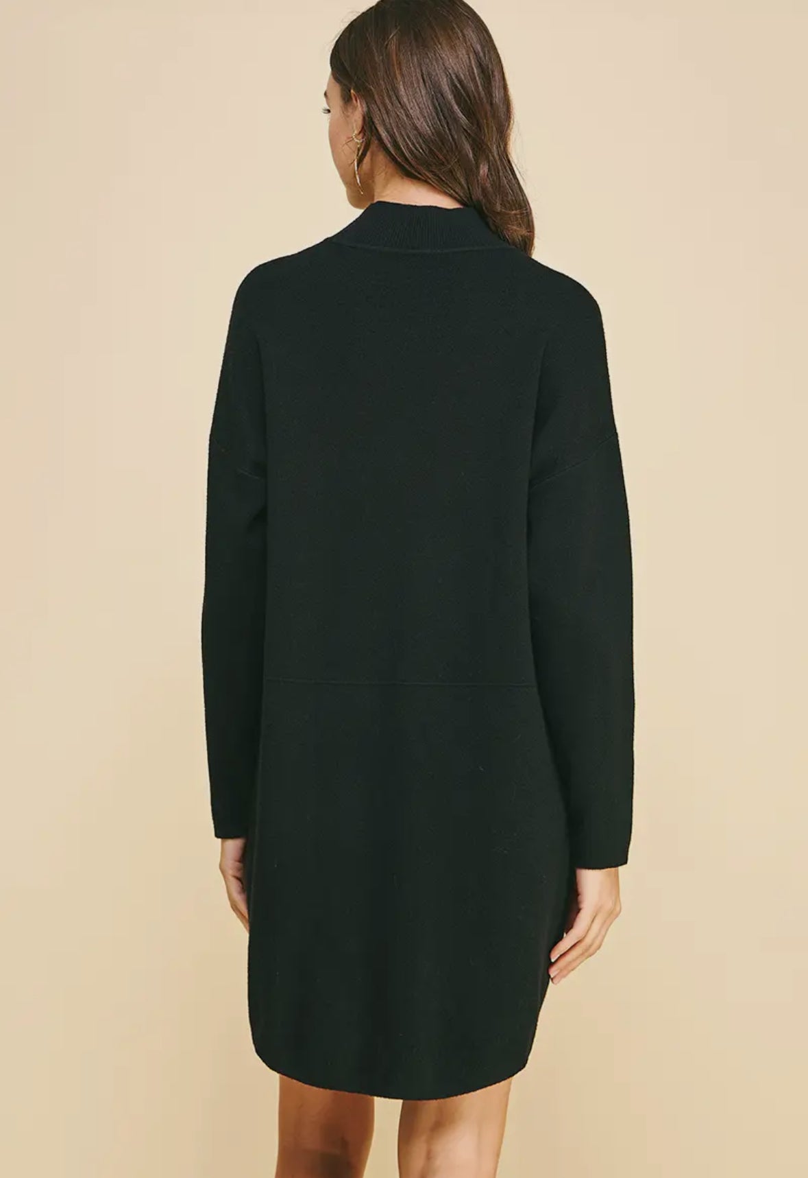 Mock Neck Front Pocket Sweater Dress