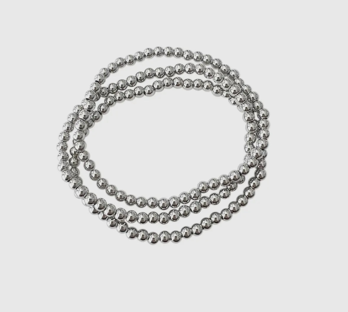 Tripe Silver Beaded Bracelet