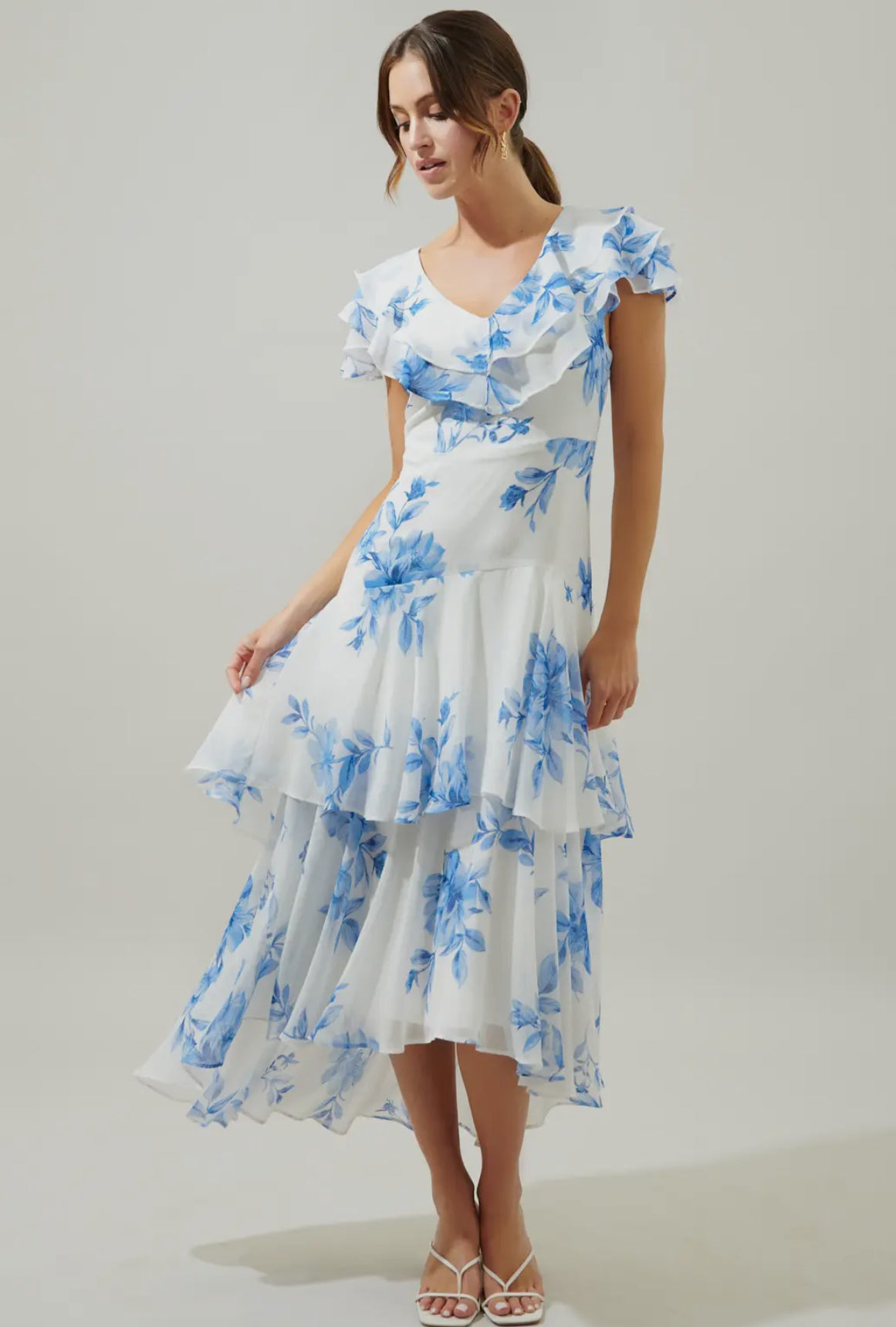 Meliza Ruffle Tiered Sinclair Midi Dress