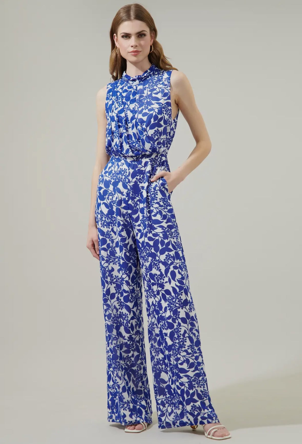 Kian Floral Siren Drape Neck Jumpsuit