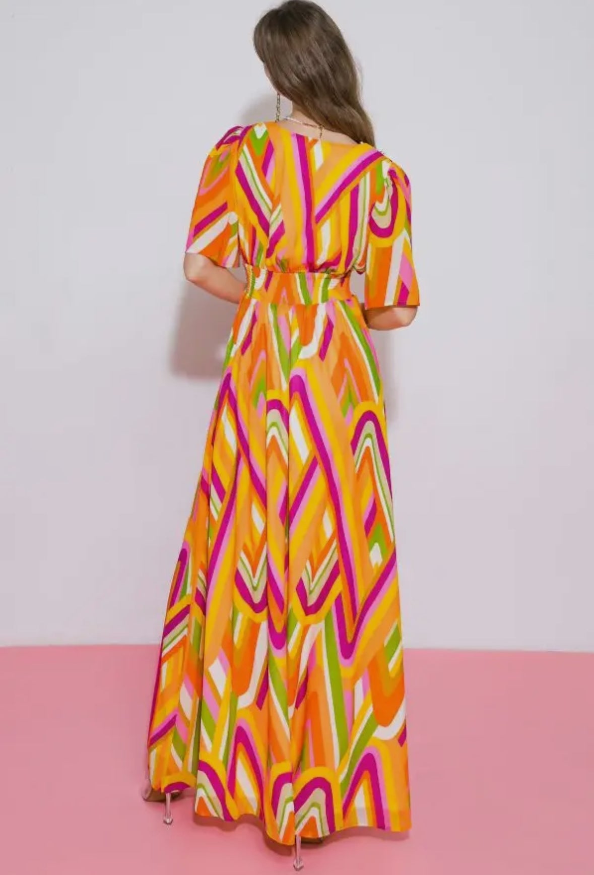Yellow Orange Woven Maxi Dress