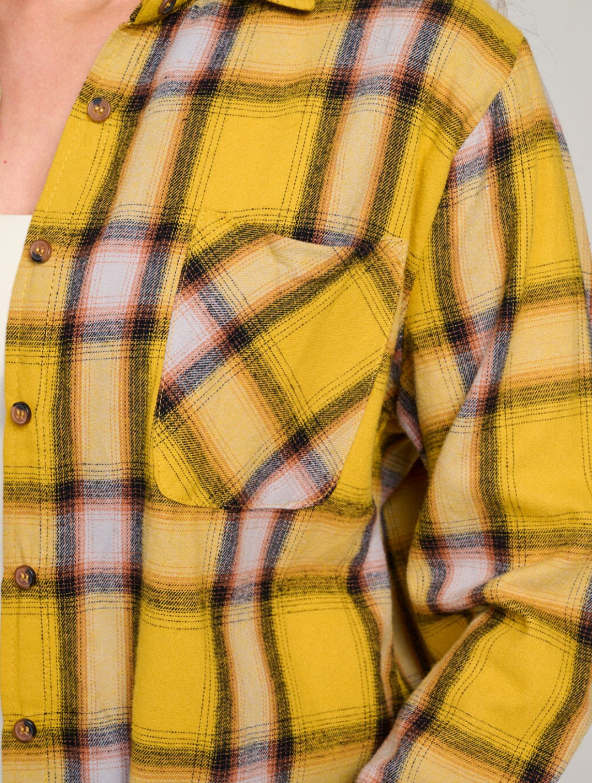 Mustard Plaid Button Up