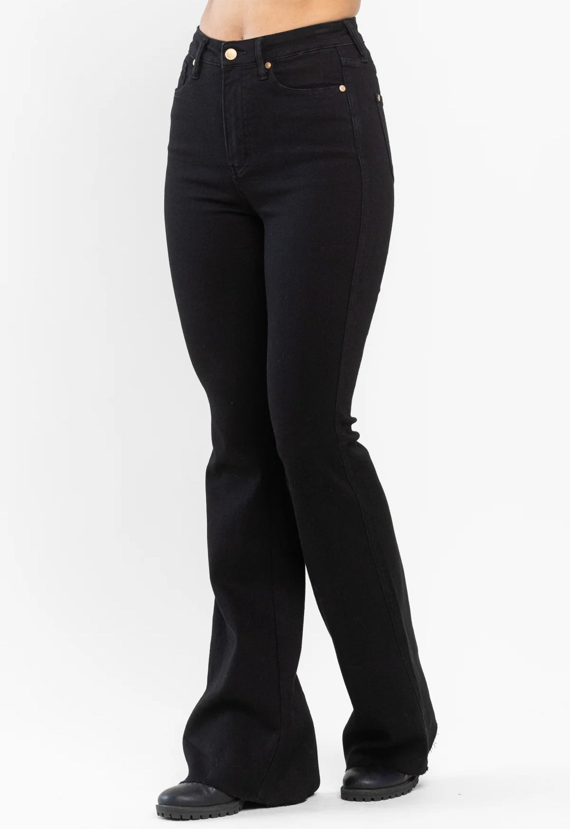 Judy Blue Tummy Control Cut Hem Flare Jeans