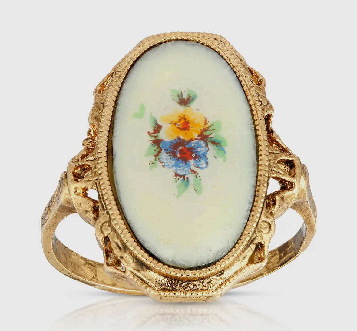 Ivory Enamel Flower Ring