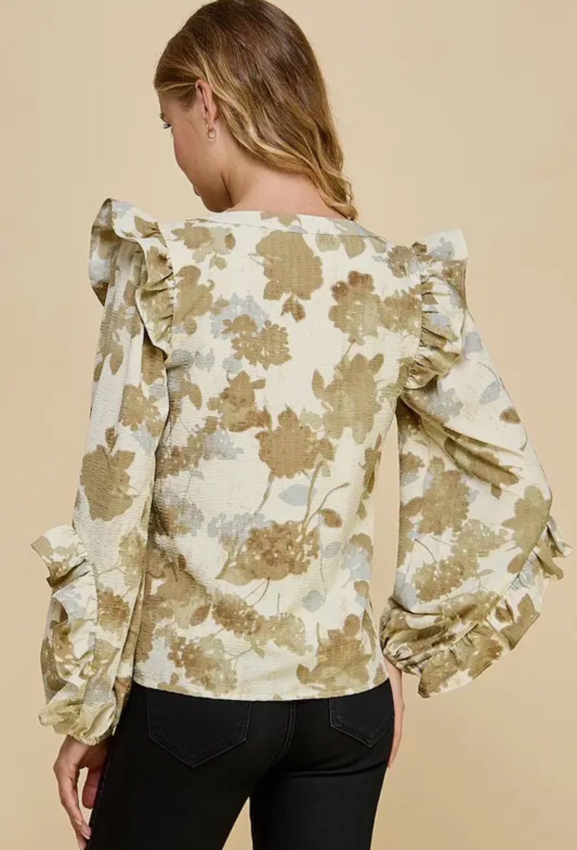 Sage Muted Floral Blouse