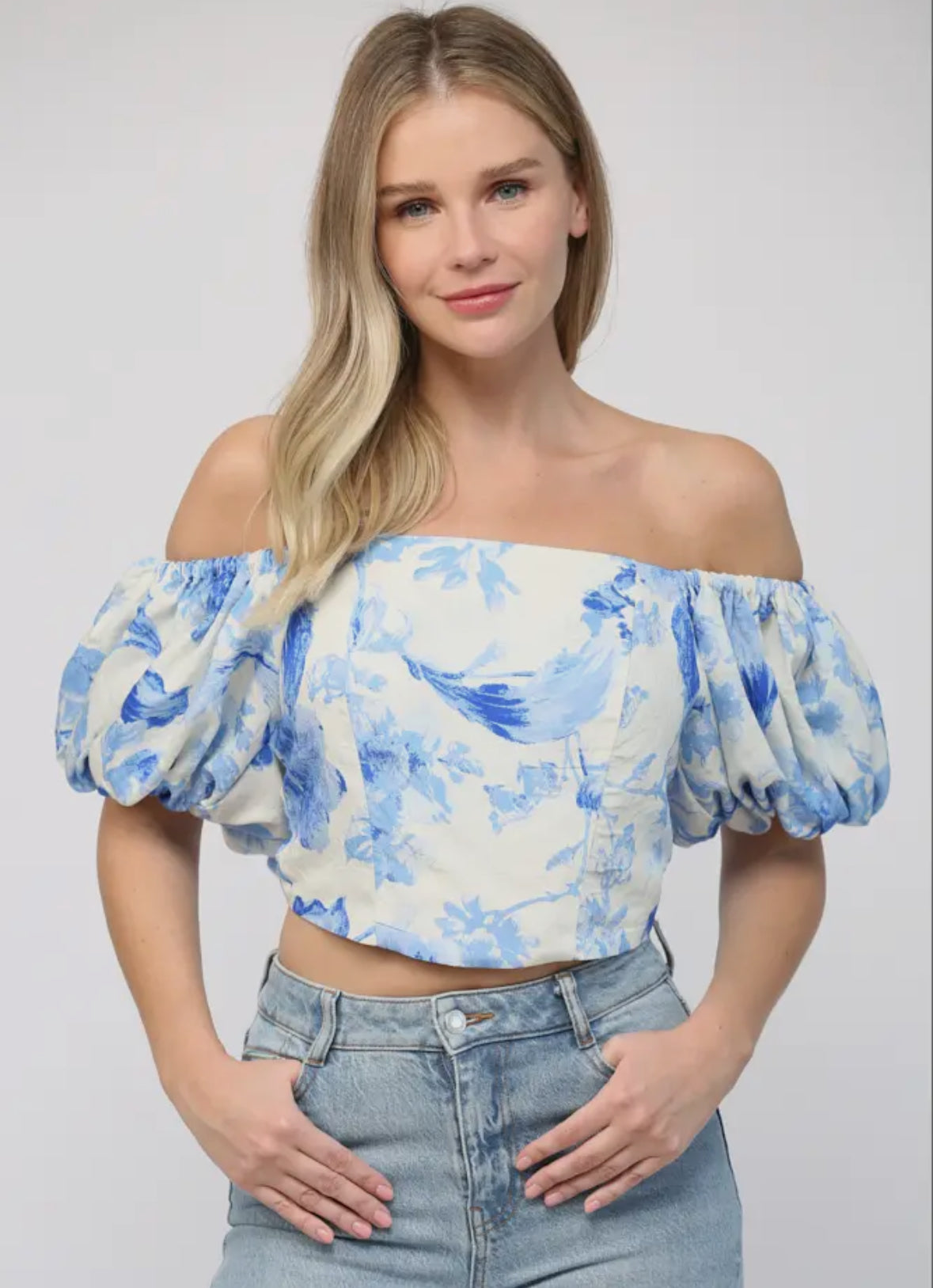 Bow Back Floral Off Shoulder Top