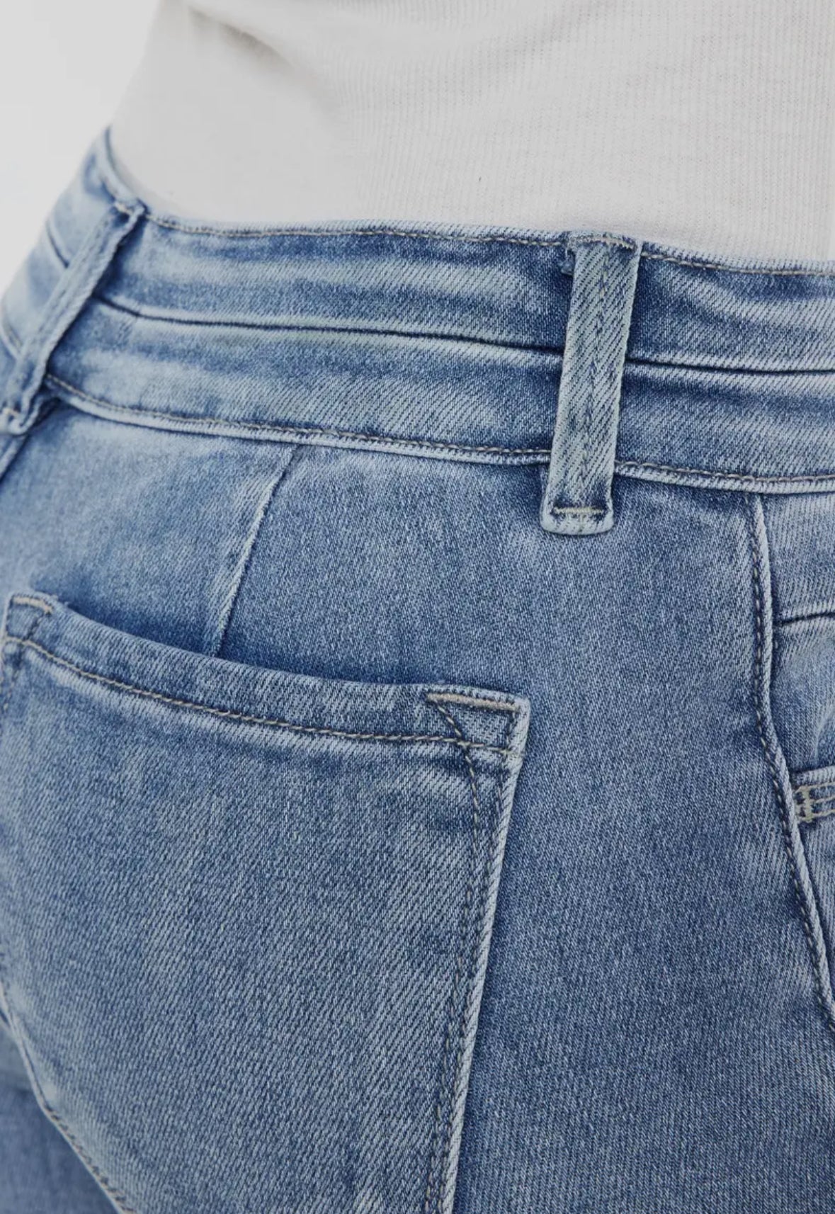 MidRise Double Waist Band Flare Jean