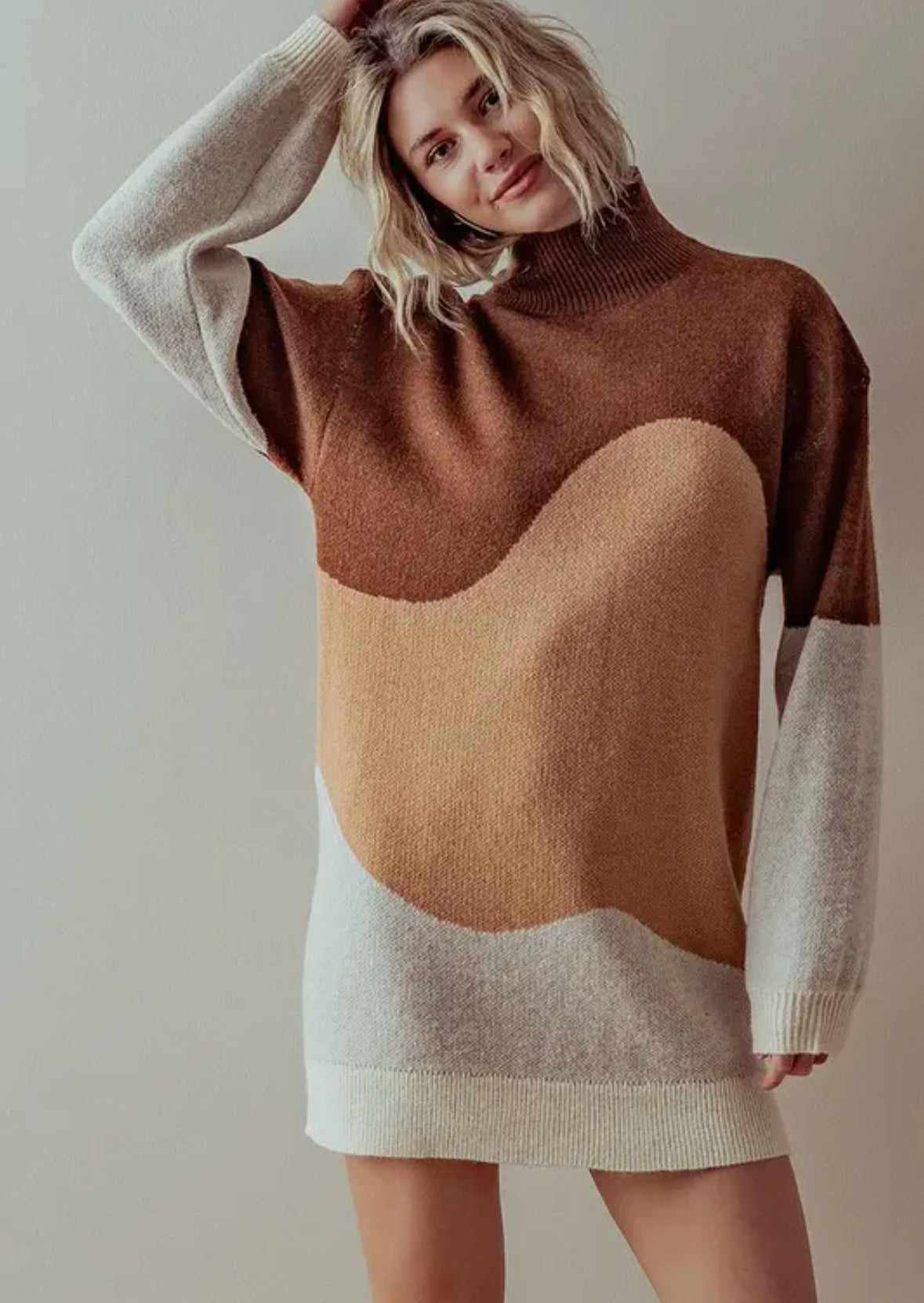 colour block knitted dress A-Line Colorblock Soft Knit Dress Black/White / XXL