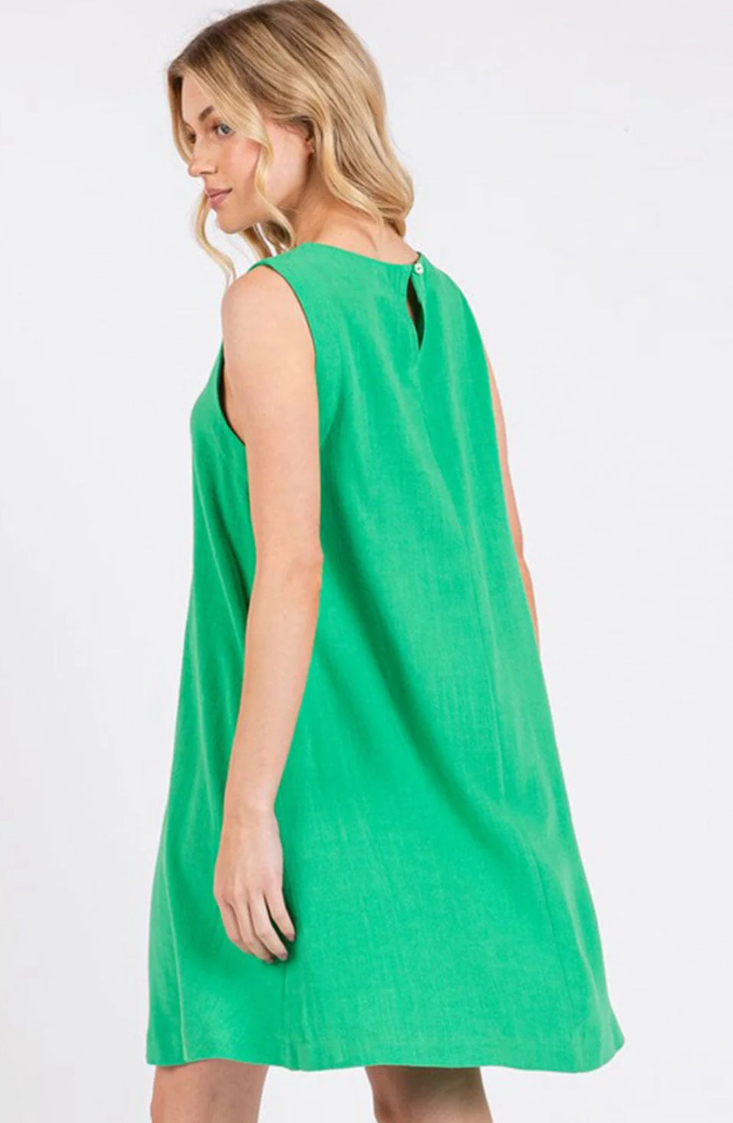 Green Linen Mix Dress