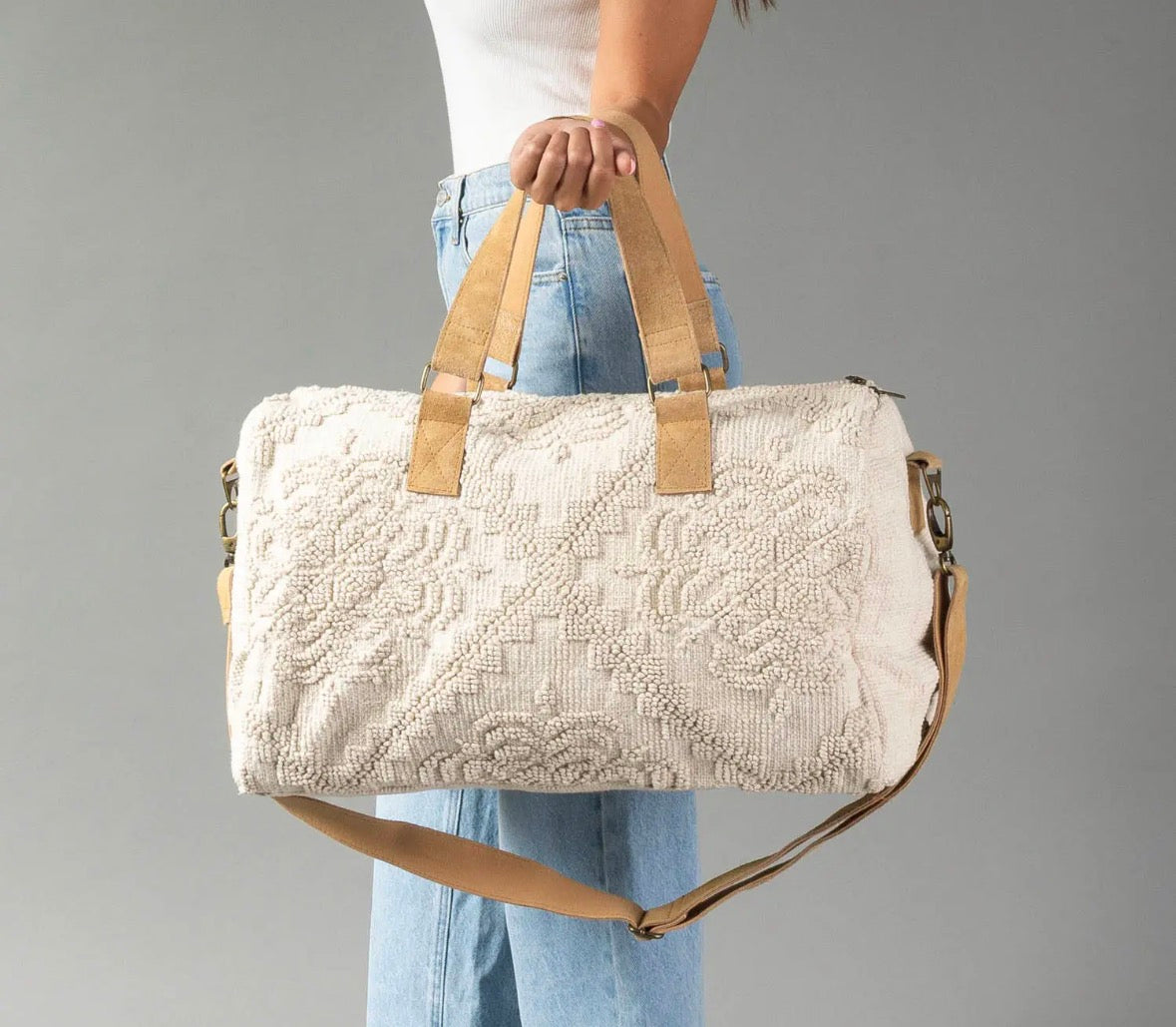 Textured Vintage Duffle Bag