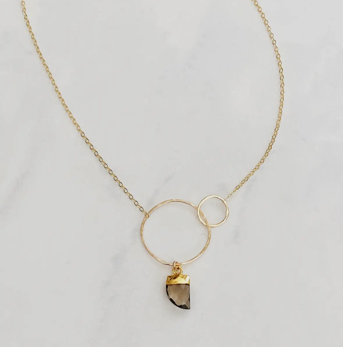 Smokey Quartz Double Circle Necklace