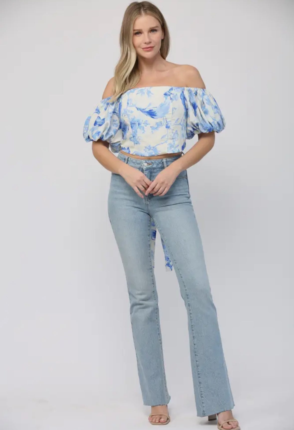 Bow Back Floral Off Shoulder Top