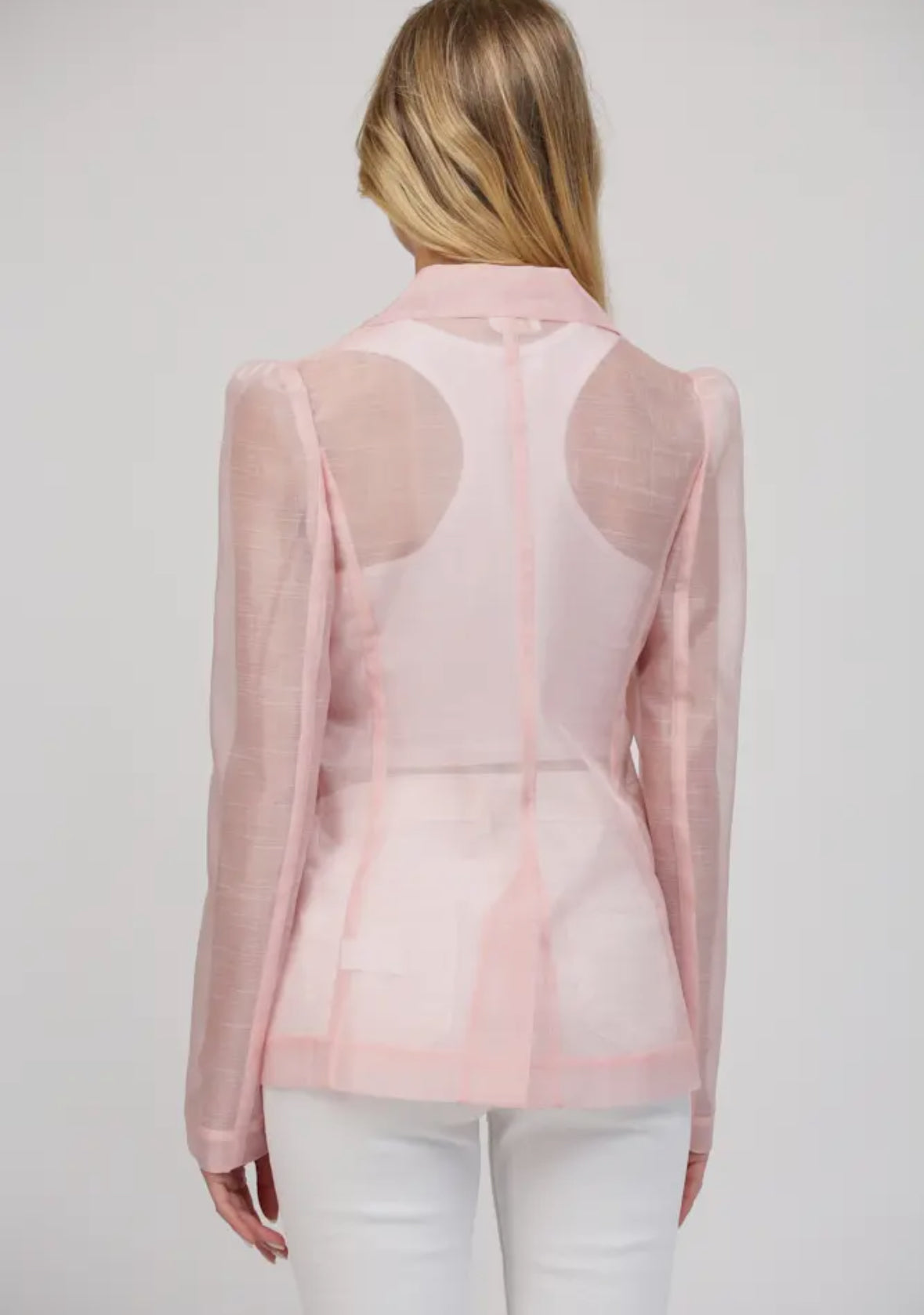 Sheer Powder Pink Blazer