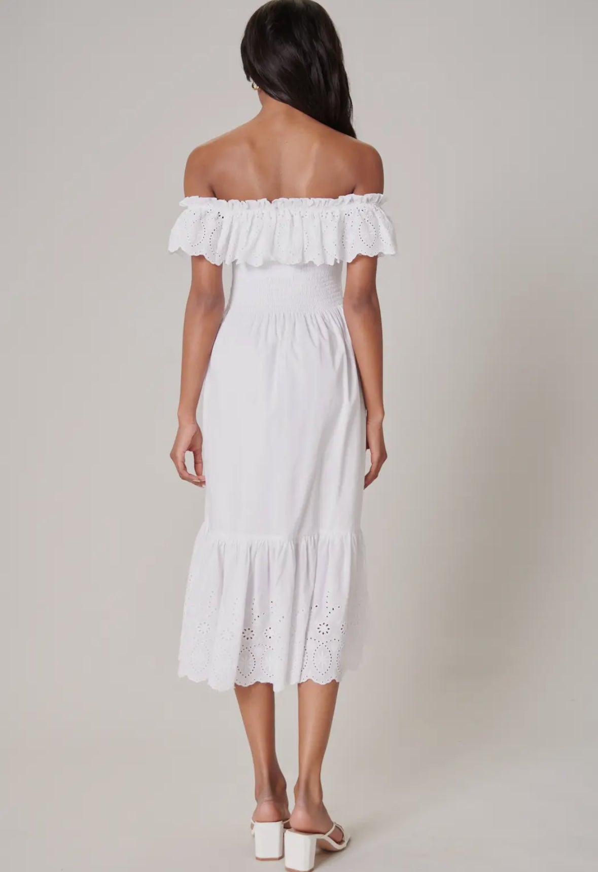 Esmeralda Smocked Eyelet Midi Dress