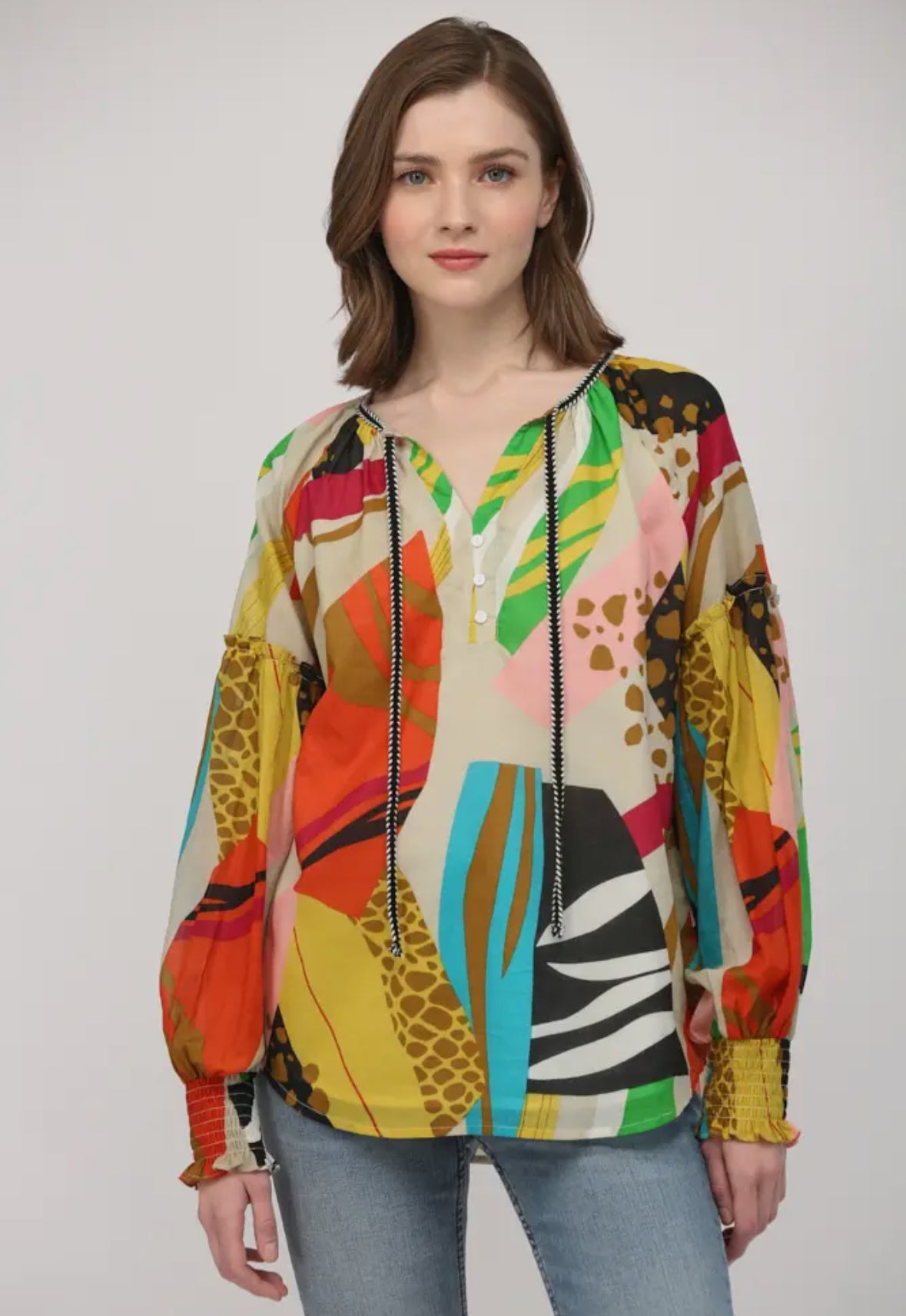 Cotton Voile Abstract Top