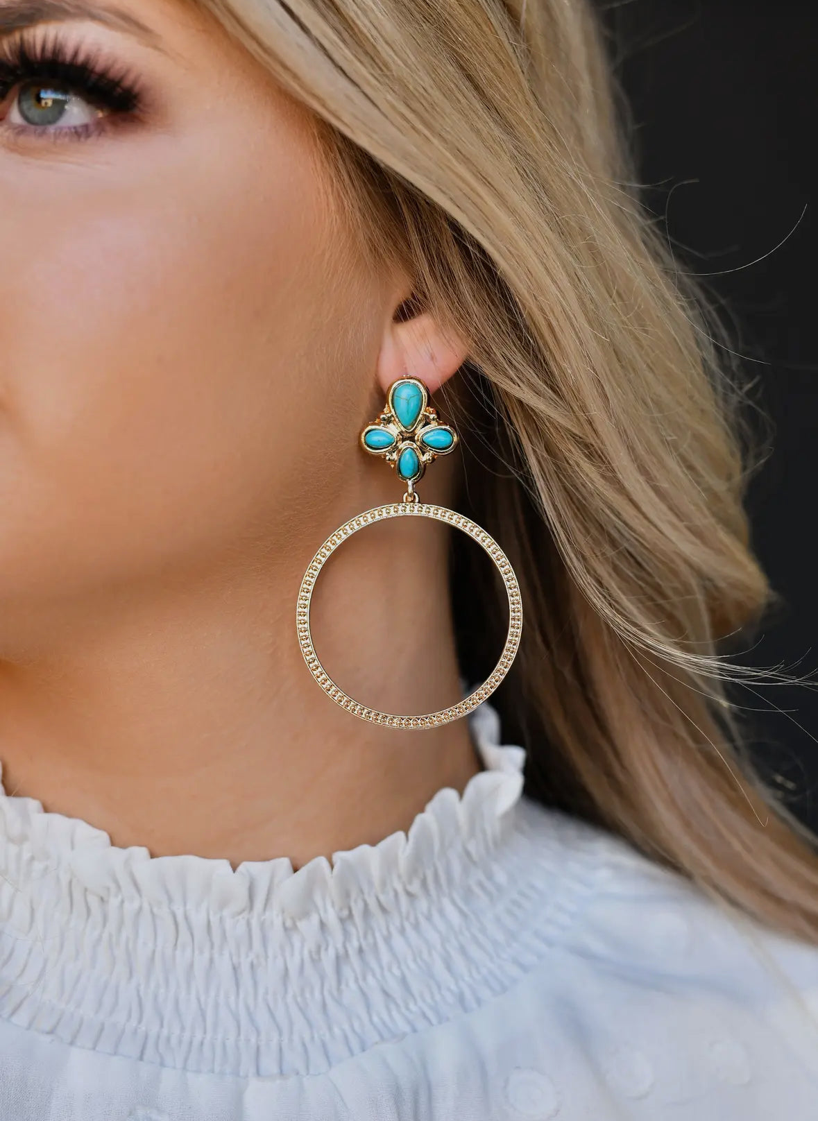 Gold Dotted Hoop Earring