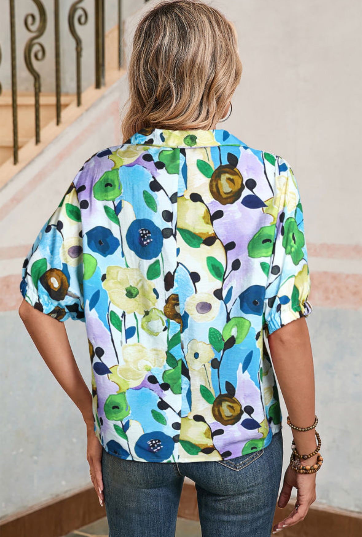 Blue Feelin’ Floral Blouse