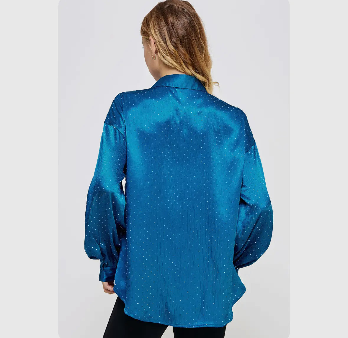 Teal Studded Satin Blouse