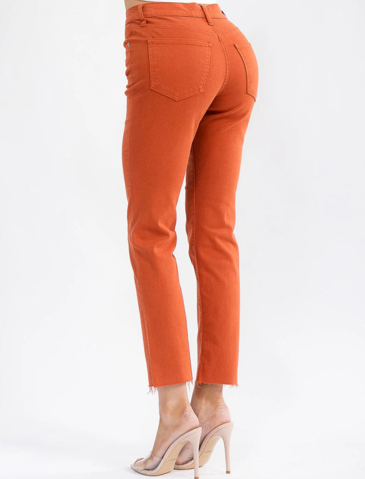 Orange Raw Edge Straight Leg