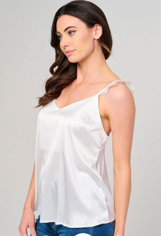 Satin Detail Sleeve Tank
