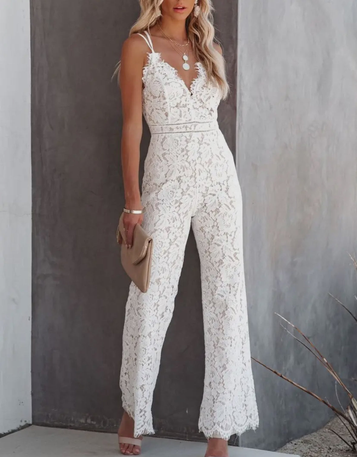 Lace Casual Smooth Lined Jumpsuit