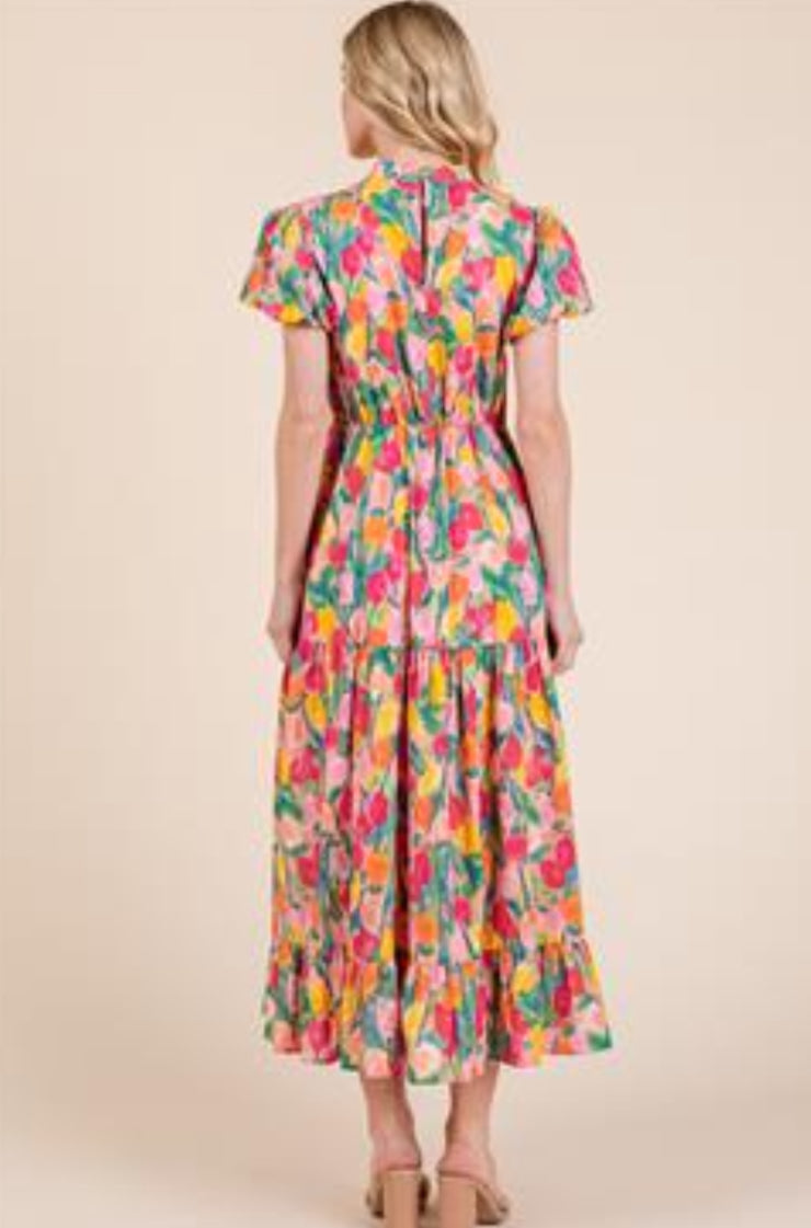 Bright Tulip Midi Dress