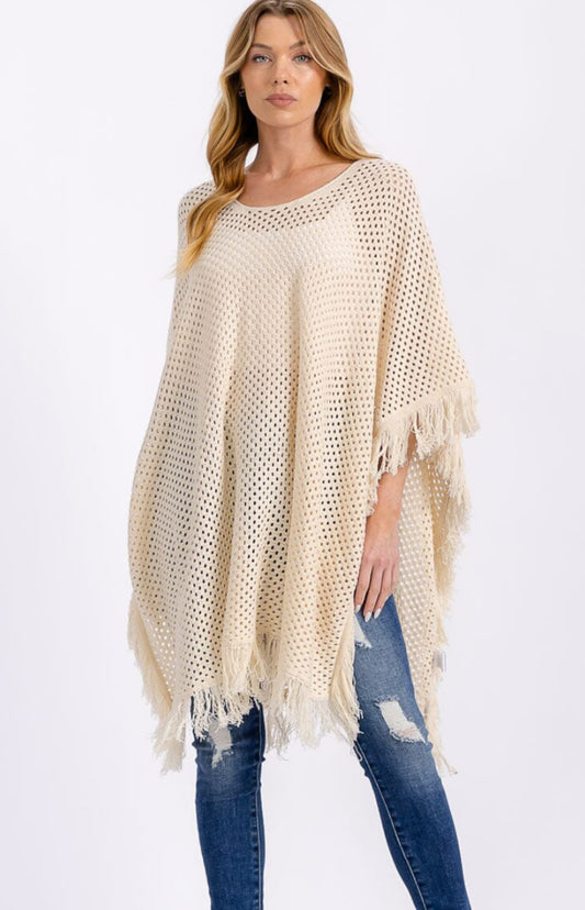 Fringe Knit Poncho