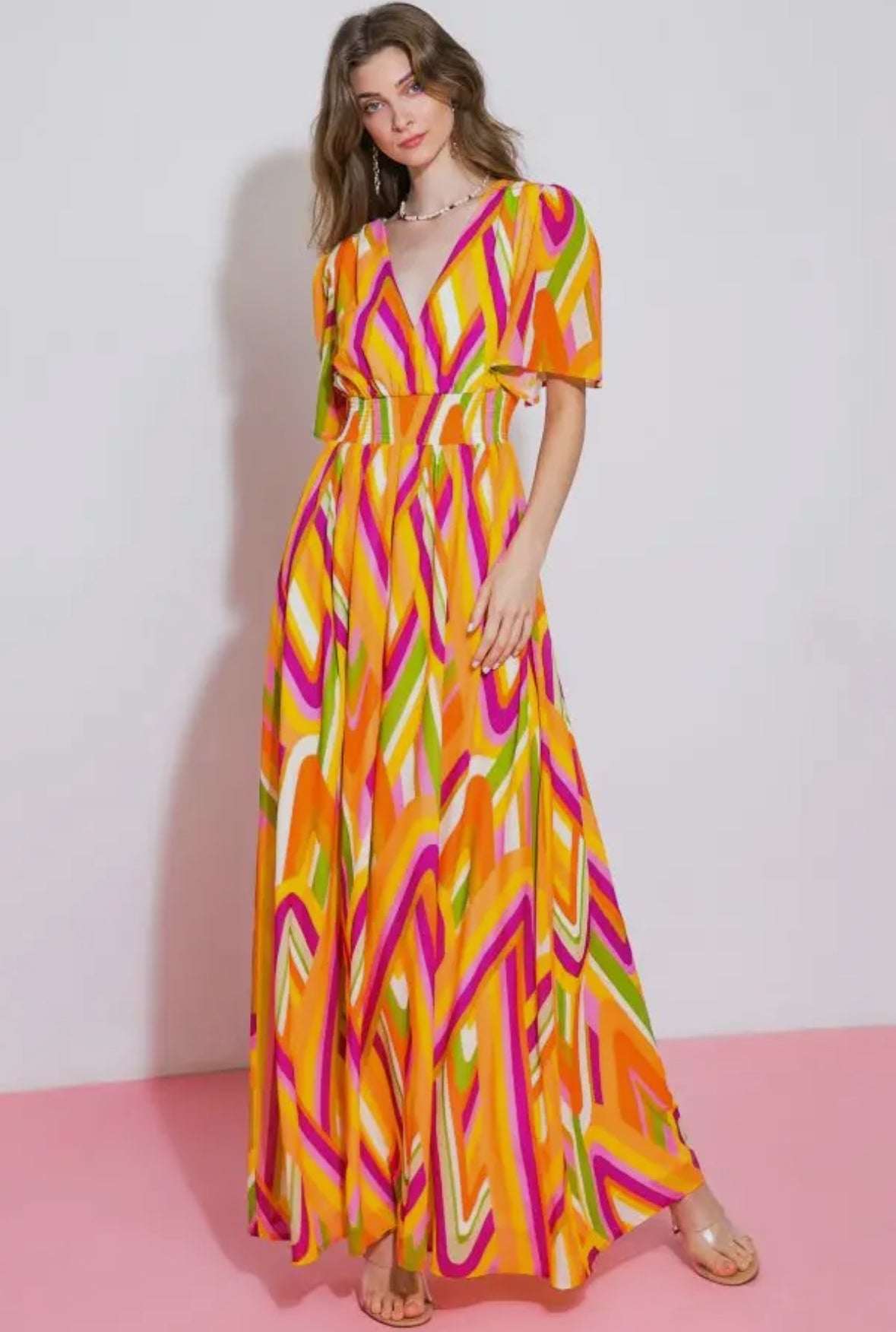 Yellow Orange Woven Maxi Dress